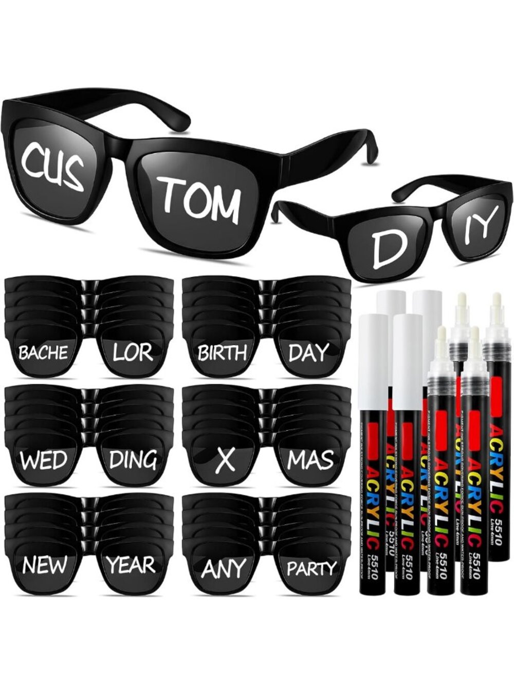 Customizable Sunglasses with Marker Pens - Unique Gift for Creative Fun